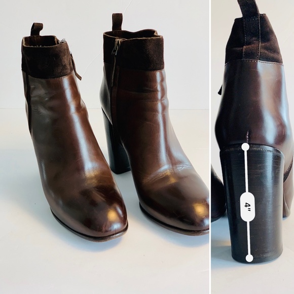 leather round toe ankle boots